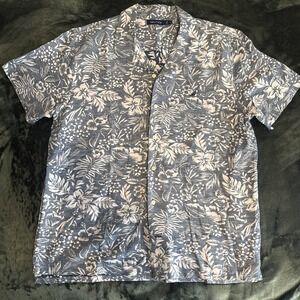 Men's Short Sleeve Nautica Floral  Hawaiian Beach Tropical Aloha  Shirt Size M